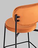 Полубарный стул Stool Group Барбара NEW велюр терракотовый со спинкой, ножки черные металл, фото 7