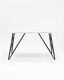 Стол Stool Group обеденный Сакраменто 140*90 белый, стеклянная столешница с рисунком под мрамор, фото 3