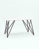 Стол Stool Group обеденный Сакраменто 140*90 белый, стеклянная столешница с рисунком под мрамор, фото 4