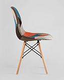 Стул Stool Group Eames DSW в тканевой обивке в стиле пэчворк, сиденье платиковое, ножки деревянные, фото 8