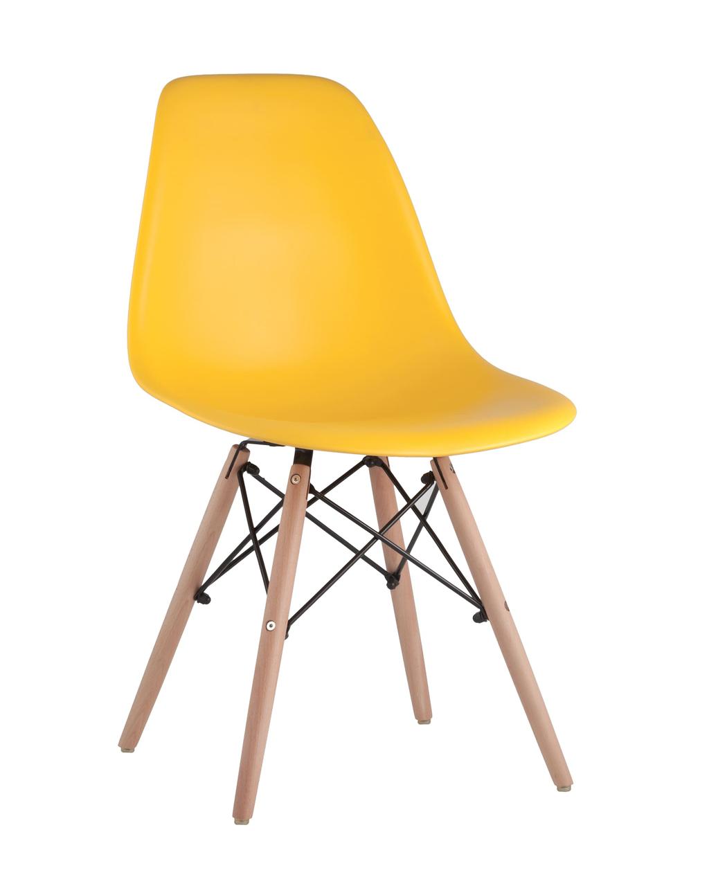 Стул Stool Group DSW желтый, литой полипропилен, стальной каркас, массив бука