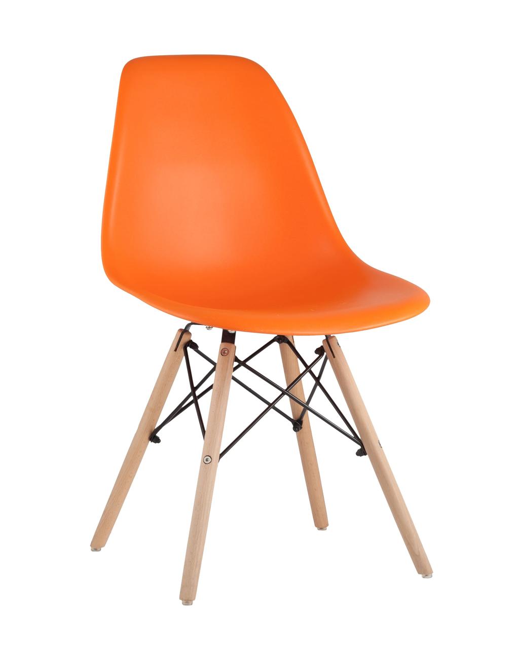 Стул Stool Group DSW оранжевый, литой полипропилен, стальной каркас, массив бука