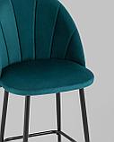 Стул полубарный Stool Group Логан велюр изумрудный ножки металл черный, фото 8