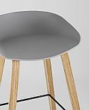 Стул барный Stool Group Libra серый, пластик, ножки под натуральное дерево, фото 8