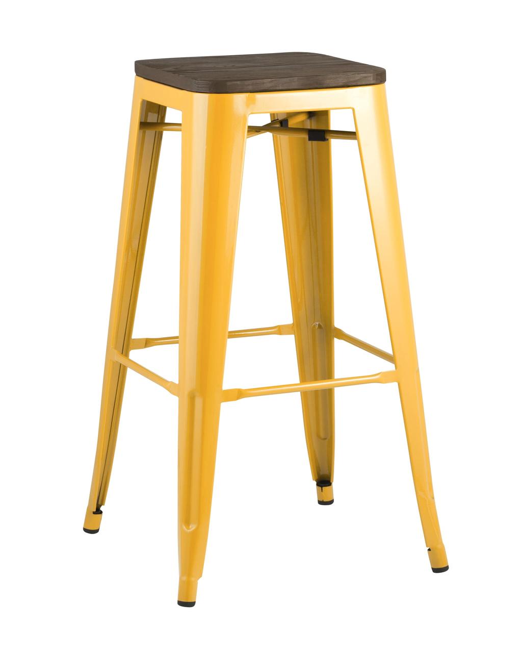 Стул барный Stool Group Tolix WOOD желтый, металл с порошковым покрытием, дерево, металл