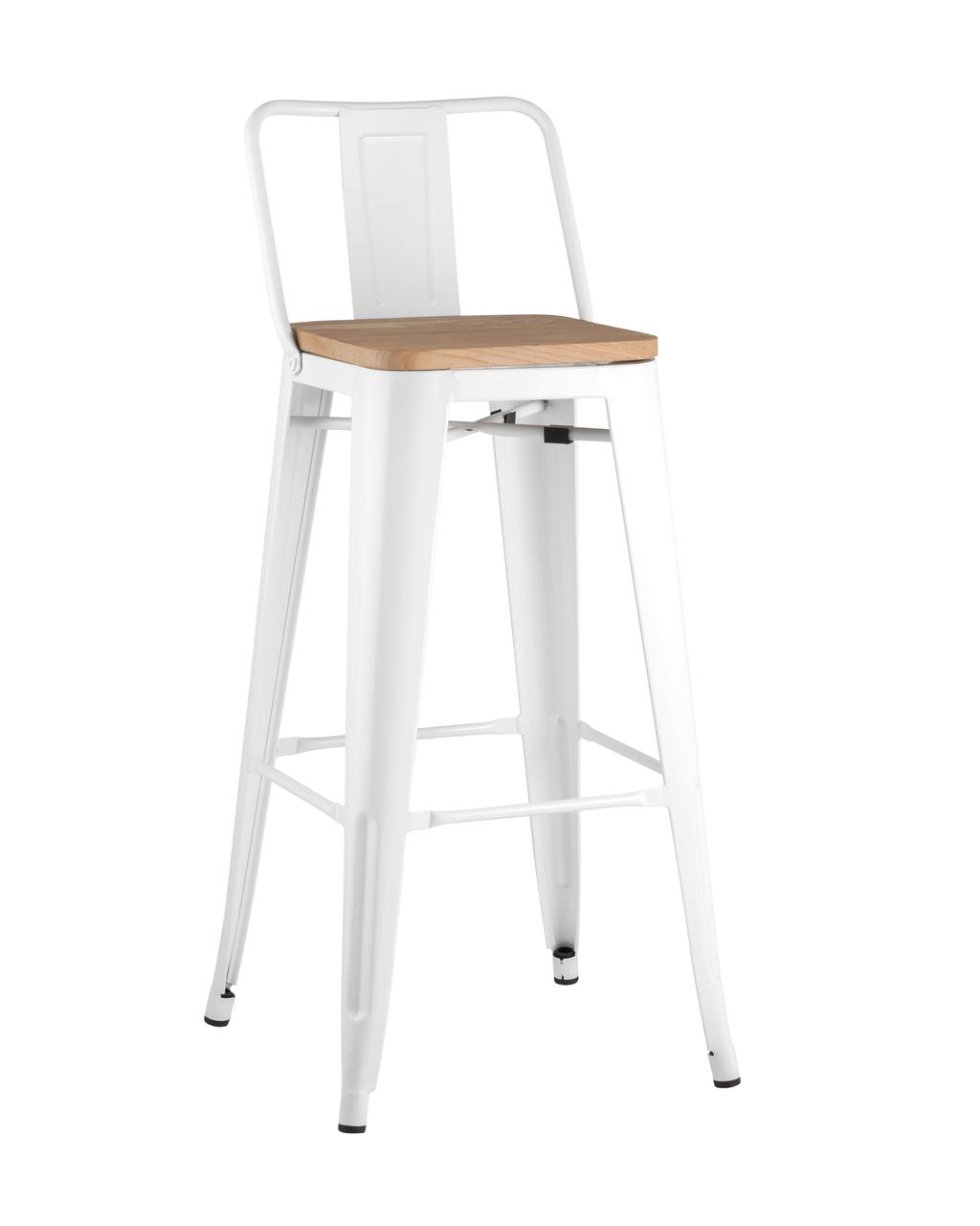 Стул барный Stool Group Tolix WOOD со спинкой белый глянцевый, металл, дерево