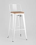 Стул барный Stool Group Tolix WOOD со спинкой белый глянцевый, металл, дерево, фото 2