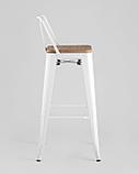 Стул барный Stool Group Tolix WOOD со спинкой белый глянцевый, металл, дерево, фото 3