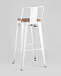 Стул барный Stool Group Tolix WOOD со спинкой белый глянцевый, металл, дерево, фото 6