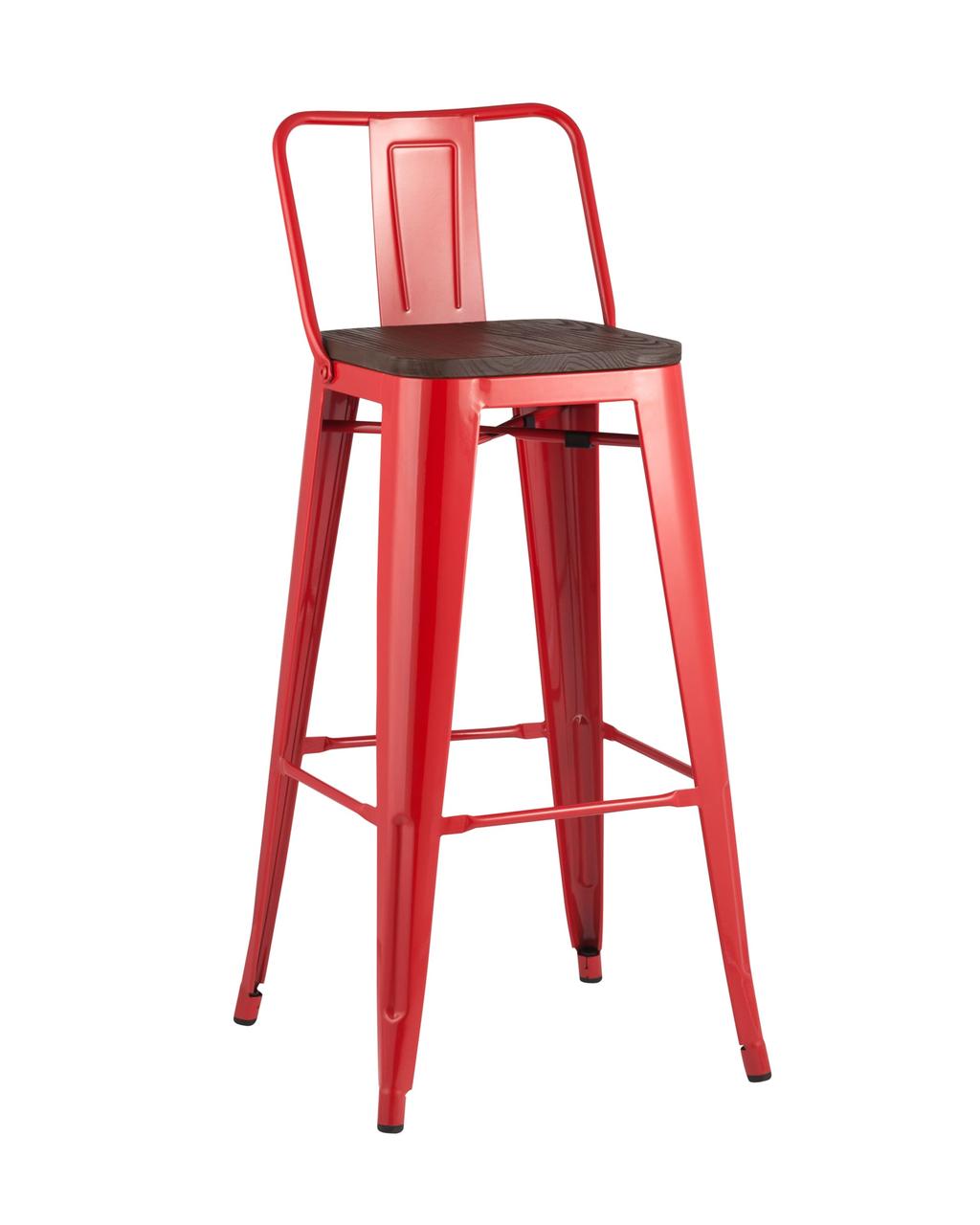 Стул барный Stool Group Tolix WOOD со спинкой красный глянцевый, металл, дерево