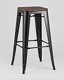 Стул барный Stool Group Tolix WOOD черный глянцевый, металл с порошковым покрытием, светлое дерево, металл, фото 2