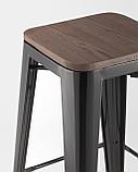 Стул барный Stool Group Tolix WOOD черный глянцевый, металл с порошковым покрытием, светлое дерево, металл, фото 6