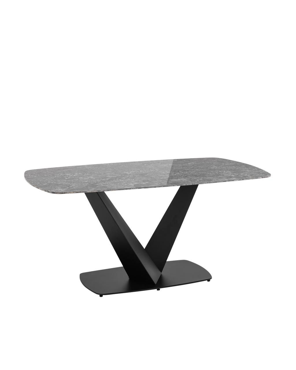 Стол обеденный Stool Group Аврора 160*90 керамика черная столешница под мрамор основание металл