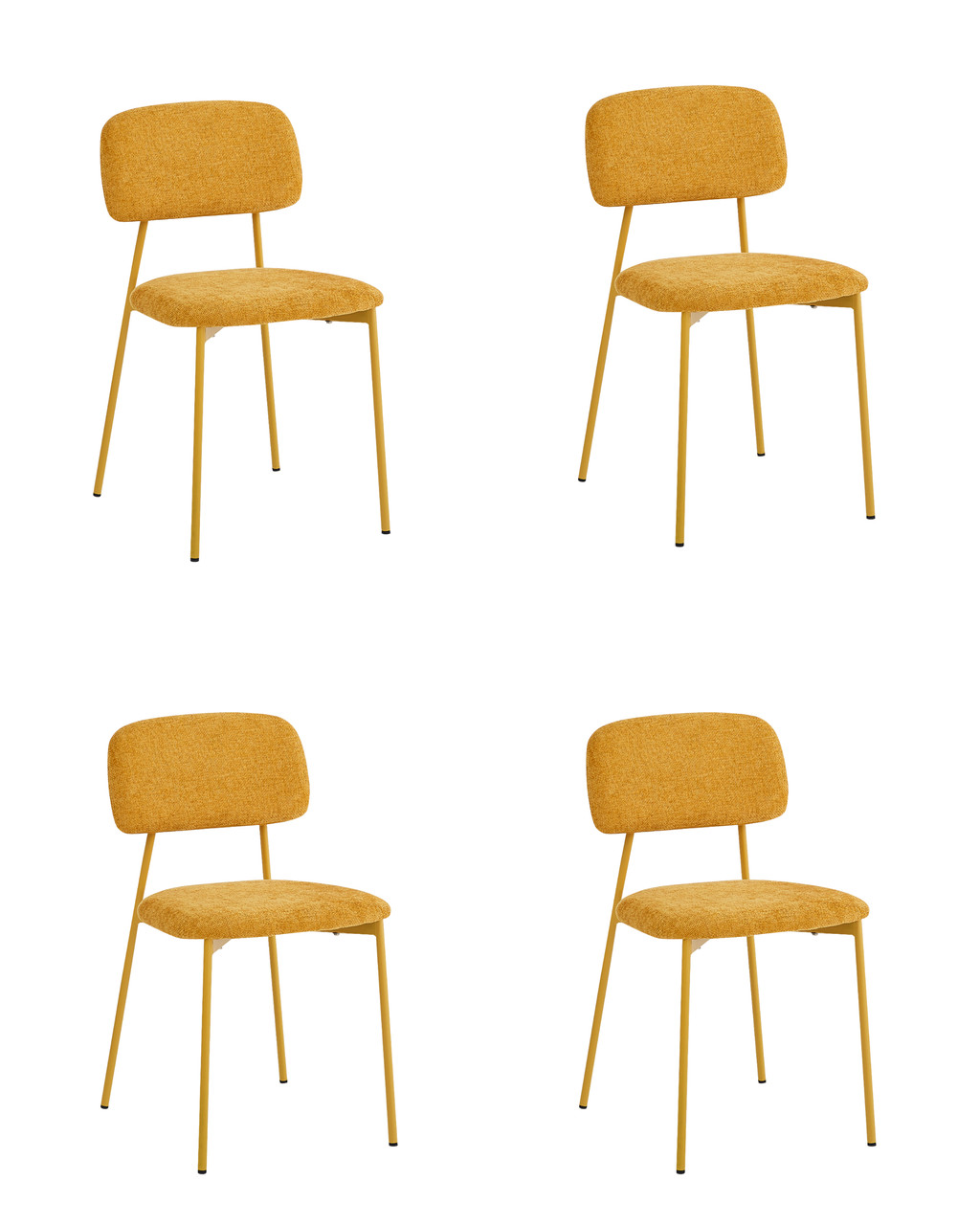 Комплект из четырех стульев Stool Group Chao рогожка желтый ножки металл желтые