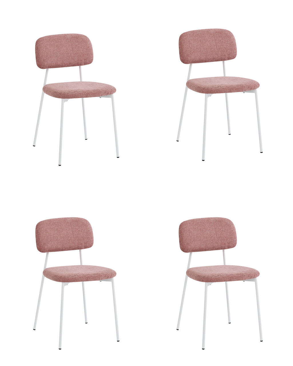 Комплект из четырех стульев Stool Group Chao рогожка розовый ножки металл белые