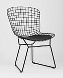 Стул Stool Group обеденный Bertoia металлический черный с черной подушкой из экокожи, фото 2