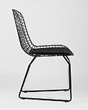 Стул Stool Group обеденный Bertoia металлический черный с черной подушкой из экокожи, фото 3