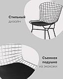Стул Stool Group обеденный Bertoia металлический черный с черной подушкой из экокожи, фото 6