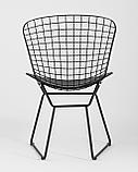 Стул Stool Group обеденный Bertoia металлический черный с черной подушкой из экокожи, фото 9