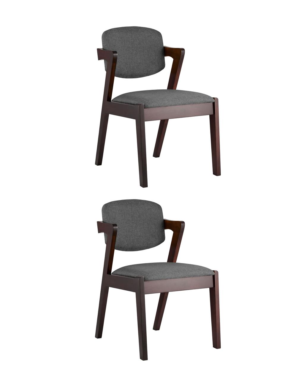 Комплект из двух стульев Stool Group VIVA мягкое серое сиденье, деревянный каркас из массива гевеи