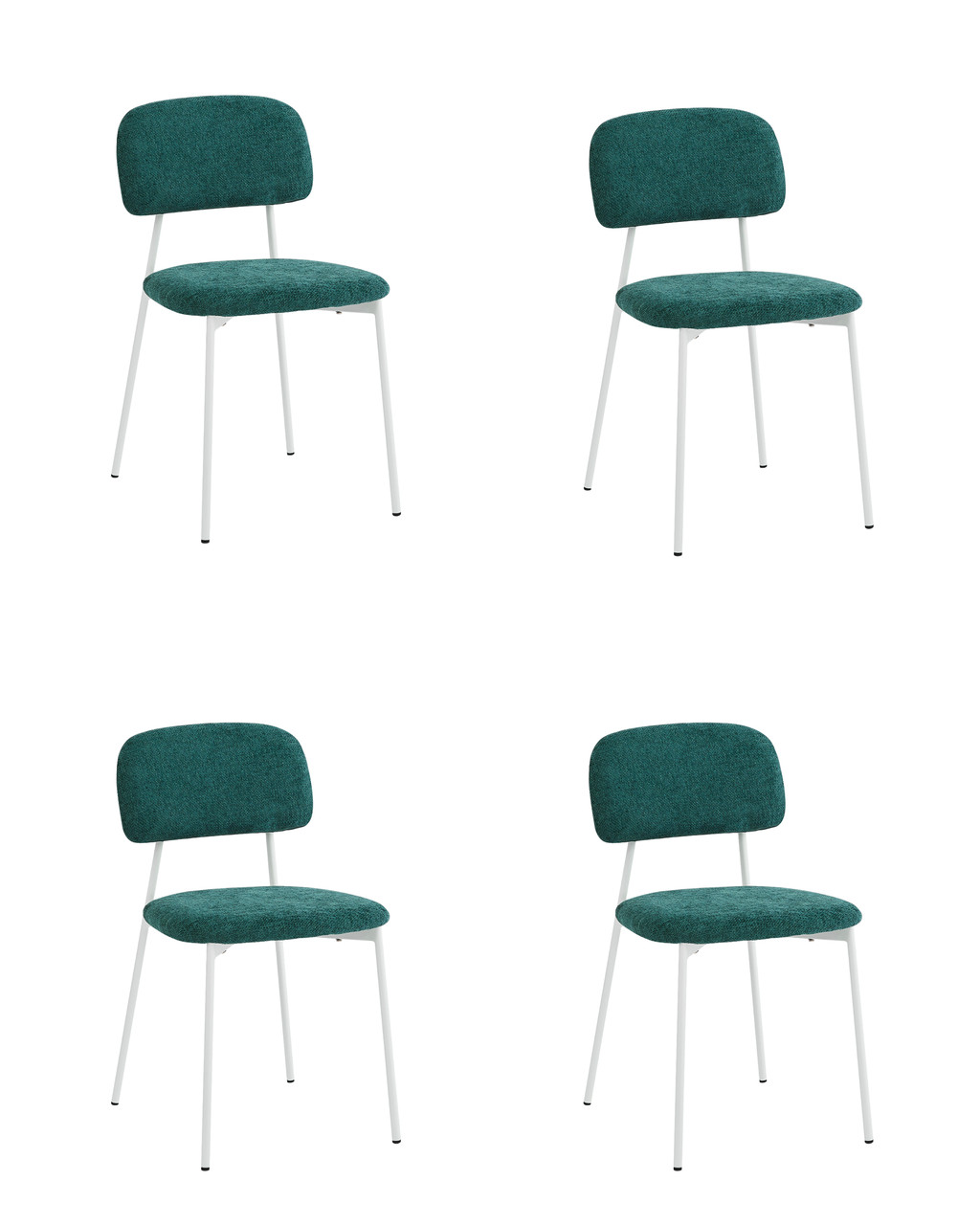 Комплект из четырех стульев Stool Group Chao рогожка темно-зленый ножки металл белые