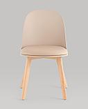 Стул Stool Group пластиковый Fog с подушкой бежевый деревянные ножки, фото 5