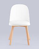 Стул Stool Group пластиковый Fog с подушкой белый деревянные ножки, фото 4
