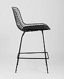 Стул полубарный Stool Group с низкой спинкой Bertoia черный металл с черной подушкой из экокожи, фото 4