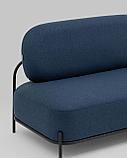 Диван Stool Group Стоун рогожка синий, ножки черные, металл, фото 9