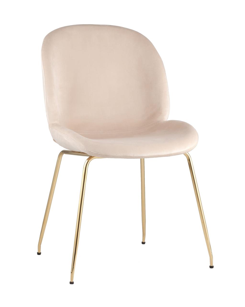 Стул Stool Group Beetle бежевый, металлический каркас, бархатная обивка, золотые ножки