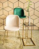 Стул Stool Group Beetle бежевый, металлический каркас, бархатная обивка, золотые ножки, фото 3