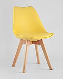 Стул Stool Group Frankfurt желтый, сиденье из сочетания пластика и экокожи, ножки деревянные, фото 2