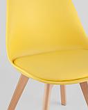 Стул Stool Group Frankfurt желтый, сиденье из сочетания пластика и экокожи, ножки деревянные, фото 10