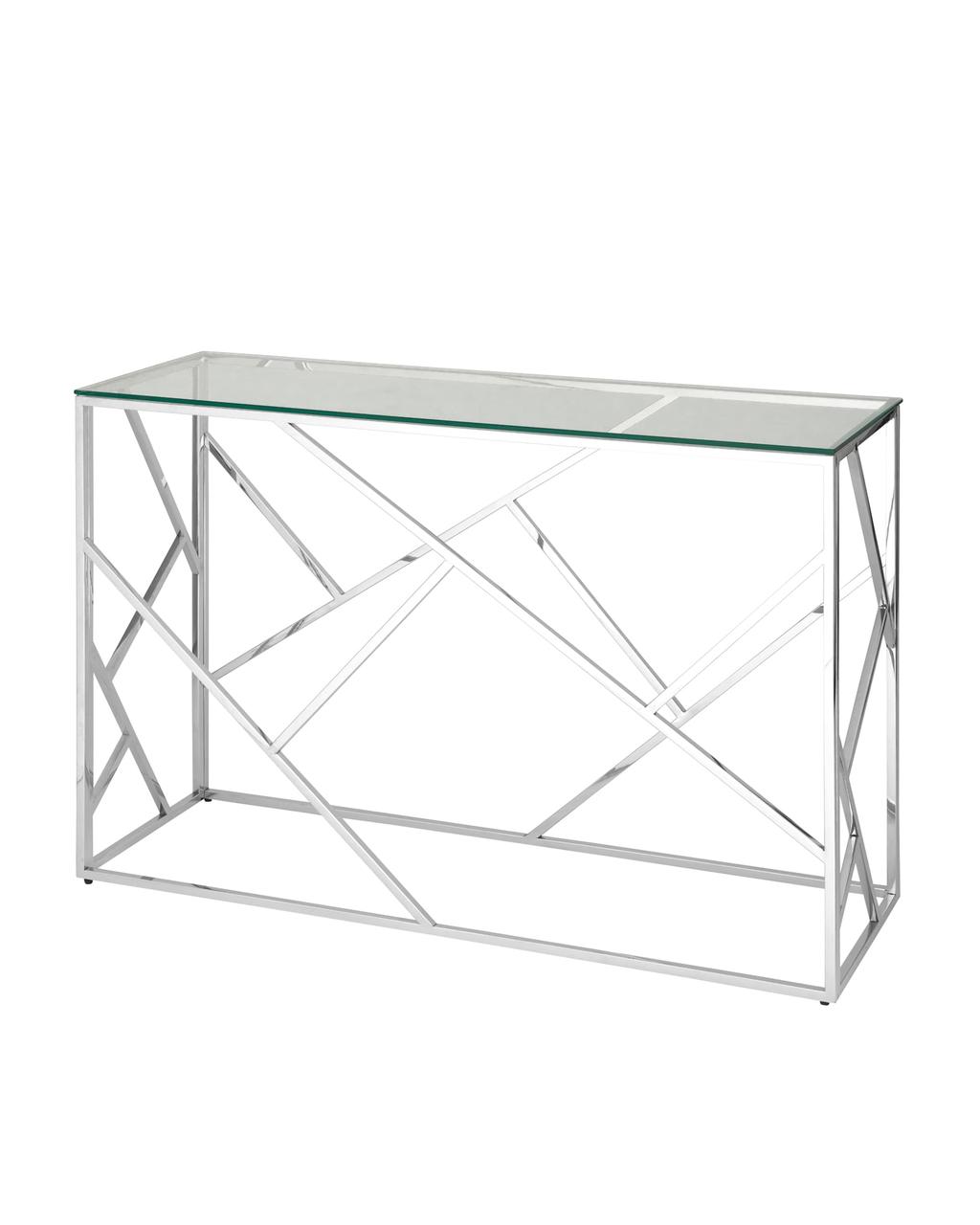 Консоль Stool Group АРТ ДЕКО 120*40 серебро, профиль каркаса сталь, материал столешницы стекло