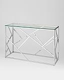 Консоль Stool Group АРТ ДЕКО 120*40 серебро, профиль каркаса сталь, материал столешницы стекло, фото 2