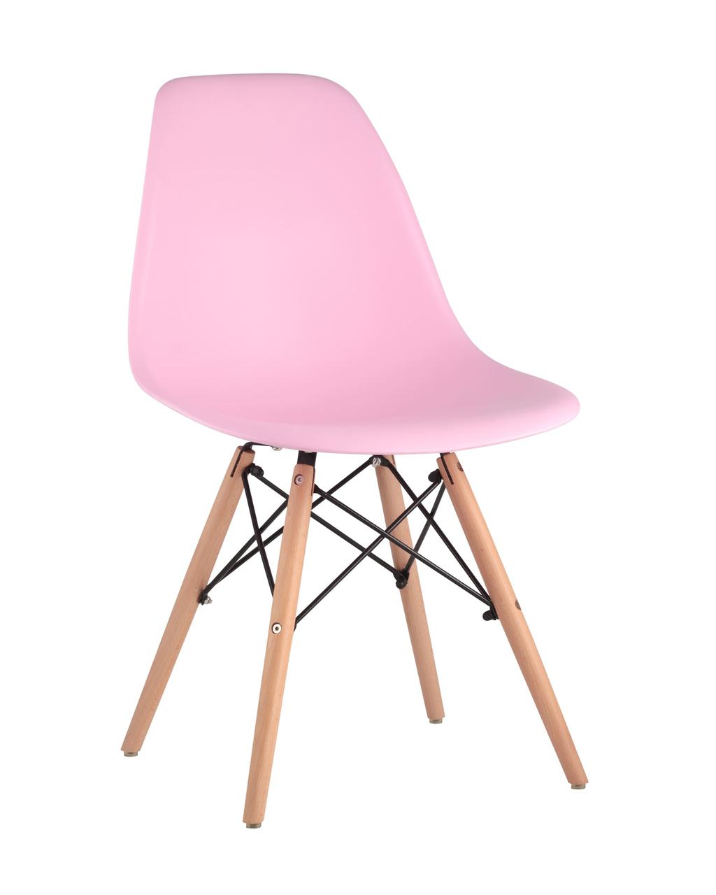 Стул Stool Group Eames DSW розовый, литой полипропилен, стальной каркас, массив бука