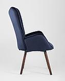 Кресло Stool Group Гранд синий велюр, деревянные ножки, фото 6