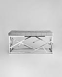 Банкетка Stool Group АРТ ДЕКО сталь серебро, нержавеющая сталь, обивка сиденья серый велюр, фото 3