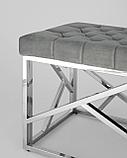 Банкетка Stool Group АРТ ДЕКО сталь серебро, нержавеющая сталь, обивка сиденья серый велюр, фото 5