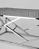 Банкетка Stool Group АРТ ДЕКО сталь серебро, нержавеющая сталь, обивка сиденья серый велюр, фото 6