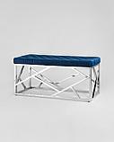 Банкетка Stool Group АРТ ДЕКО сталь серебро, нержавеющая сталь, обивка сиденья синий велюр, фото 2