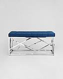 Банкетка Stool Group АРТ ДЕКО сталь серебро, нержавеющая сталь, обивка сиденья синий велюр, фото 3