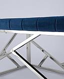 Банкетка Stool Group АРТ ДЕКО сталь серебро, нержавеющая сталь, обивка сиденья синий велюр, фото 4