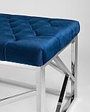 Банкетка Stool Group АРТ ДЕКО сталь серебро, нержавеющая сталь, обивка сиденья синий велюр, фото 6