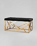 Банкетка Stool Group АРТ ДЕКО сталь золото, нержавеющая сталь, обивка сиденья велюр черный, фото 2