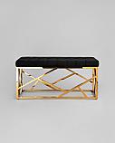 Банкетка Stool Group АРТ ДЕКО сталь золото, нержавеющая сталь, обивка сиденья велюр черный, фото 3