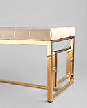 Банкетка Stool Group БРУКЛИН сталь золото, нержавеющая сталь, обивка сиденья бежевый велюр, фото 5