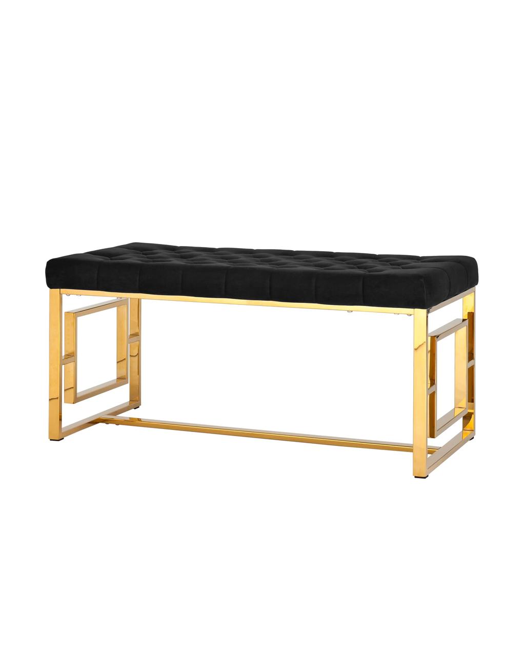 Банкетка Stool Group БРУКЛИН сталь золото, нержавеющая сталь, обивка сиденья велюр черный