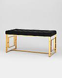 Банкетка Stool Group БРУКЛИН сталь золото, нержавеющая сталь, обивка сиденья велюр черный, фото 2