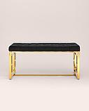 Банкетка Stool Group БРУКЛИН сталь золото, нержавеющая сталь, обивка сиденья велюр черный, фото 3